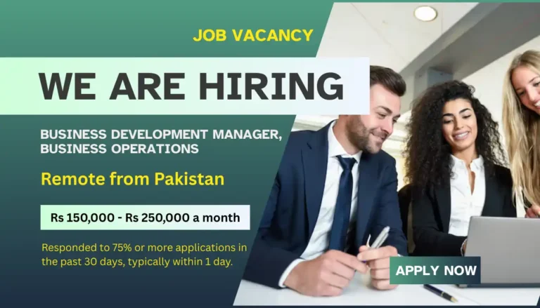 Business Development Manager / Business Operations Manager (REMOTE FROM PAKISTAN)