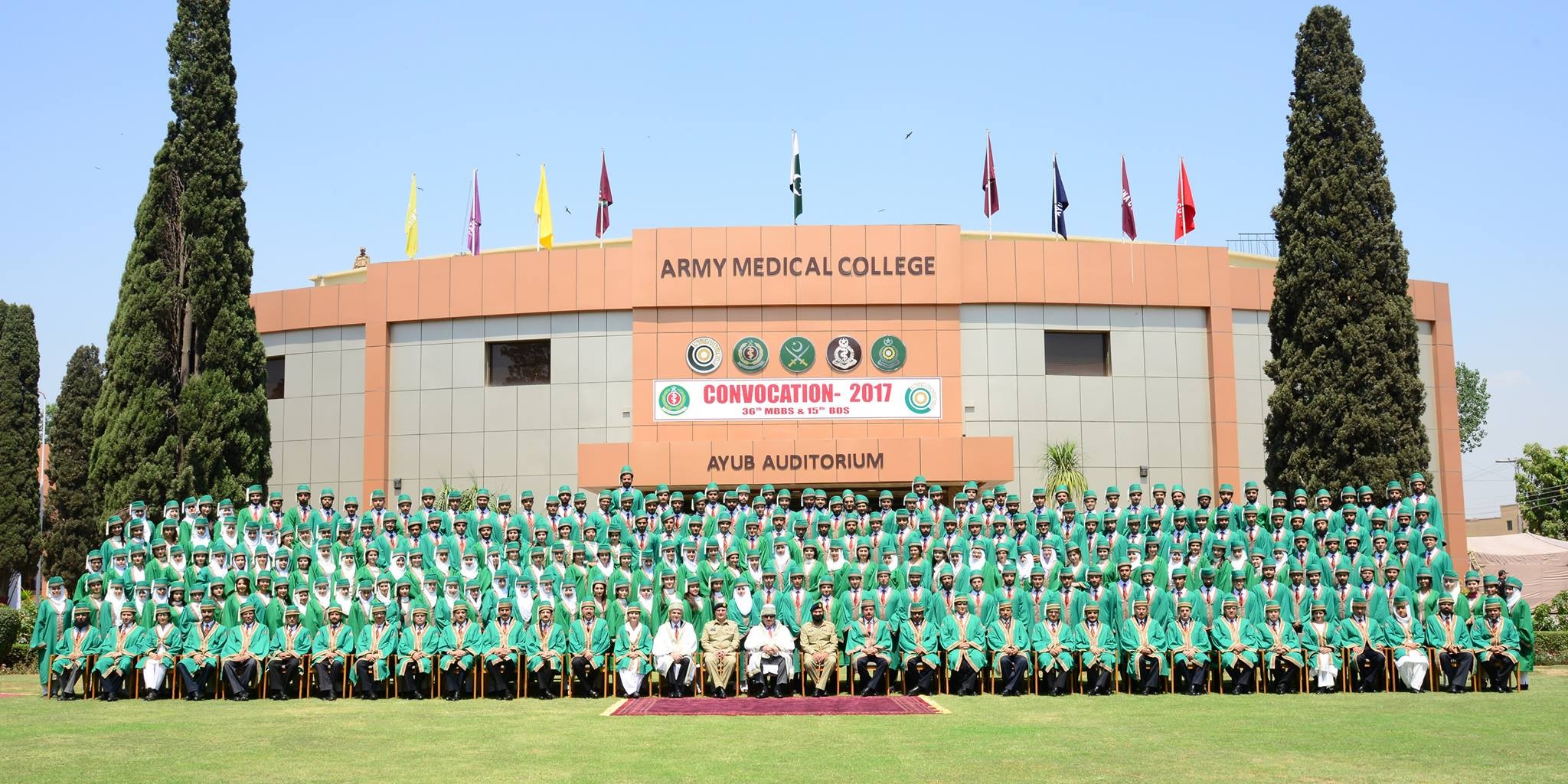 Army Medical College building and students in uniform